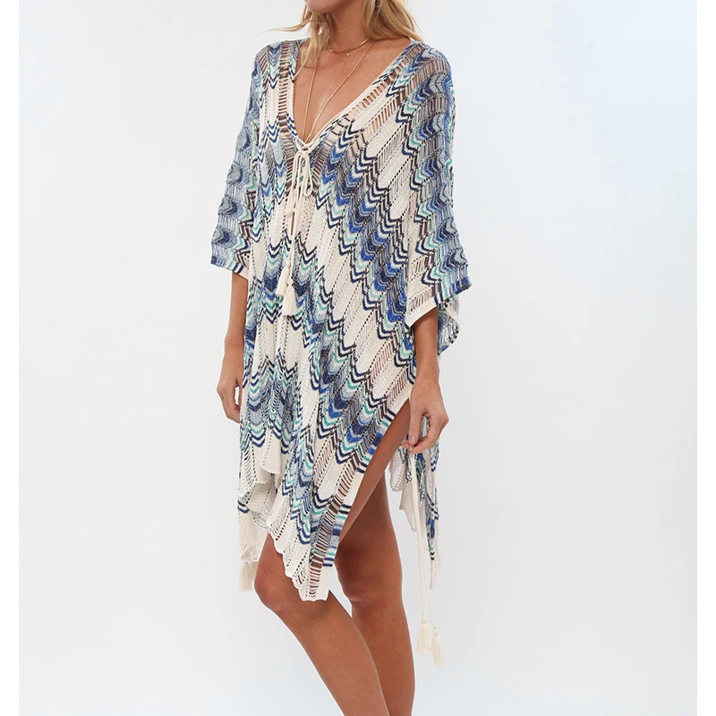 Пляжное трикотажное платье большого размера Vestido de Playa женское пляжное с