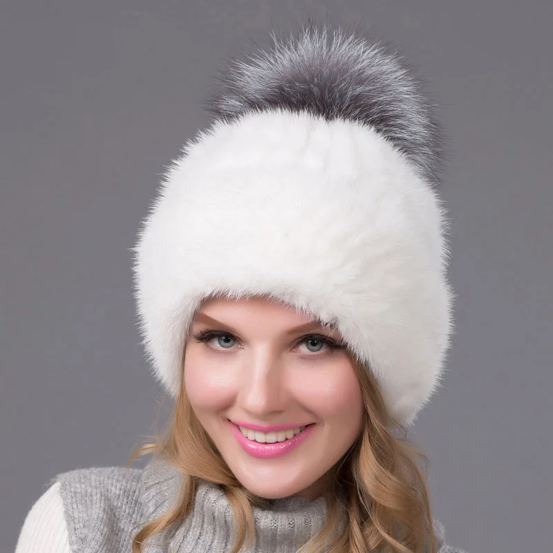 

Новая норковая меховая вязаная лиса мех Ball Cap хип-хоп высокое качество Женская зимняя обувь теплая шапка на каждый день модная повязка на го...