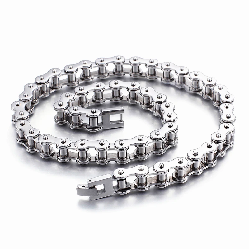

SDA Cool 316L Stainless Steel Biker Chain Necklace Men Women Simple Motorcycle Chain Jewelry 10mm Wide High Polish