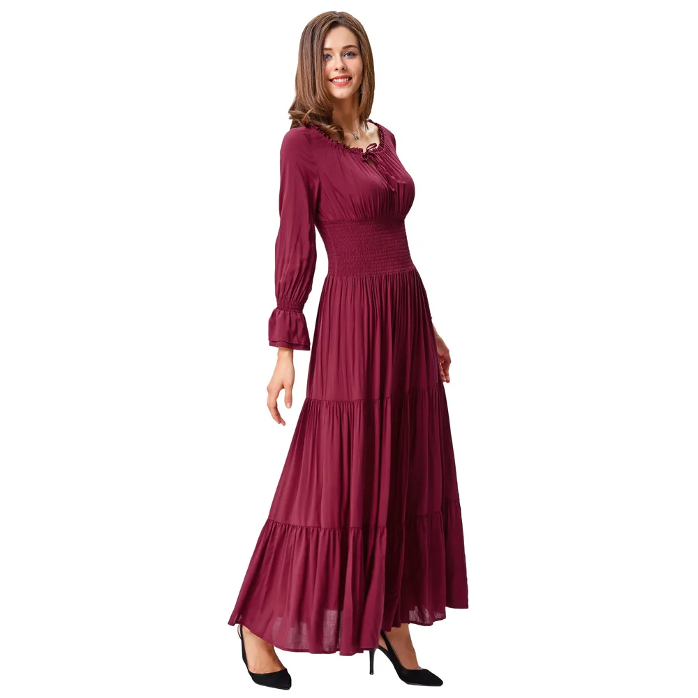 Женское длинное платье Belle Poque летнее черное из хлопка с длинным рукавом