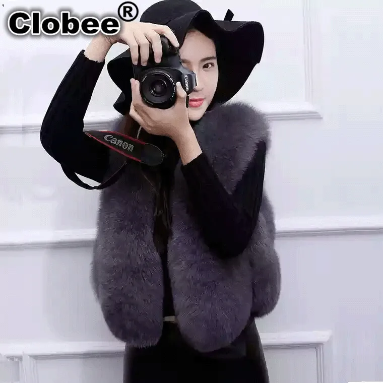 Сексуальный женский короткий жилет из искусственного меха пальто 2018 6XL