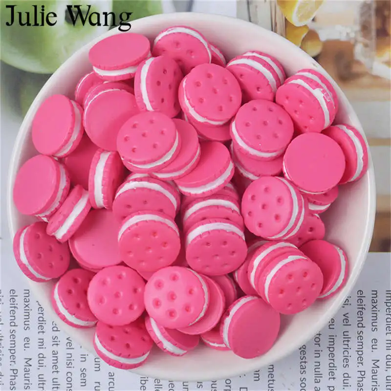 Julie Wang 10 шт. 16x6 мм Смола Печенье крем сэндвич еда слайм подвеска ювелирные изделия