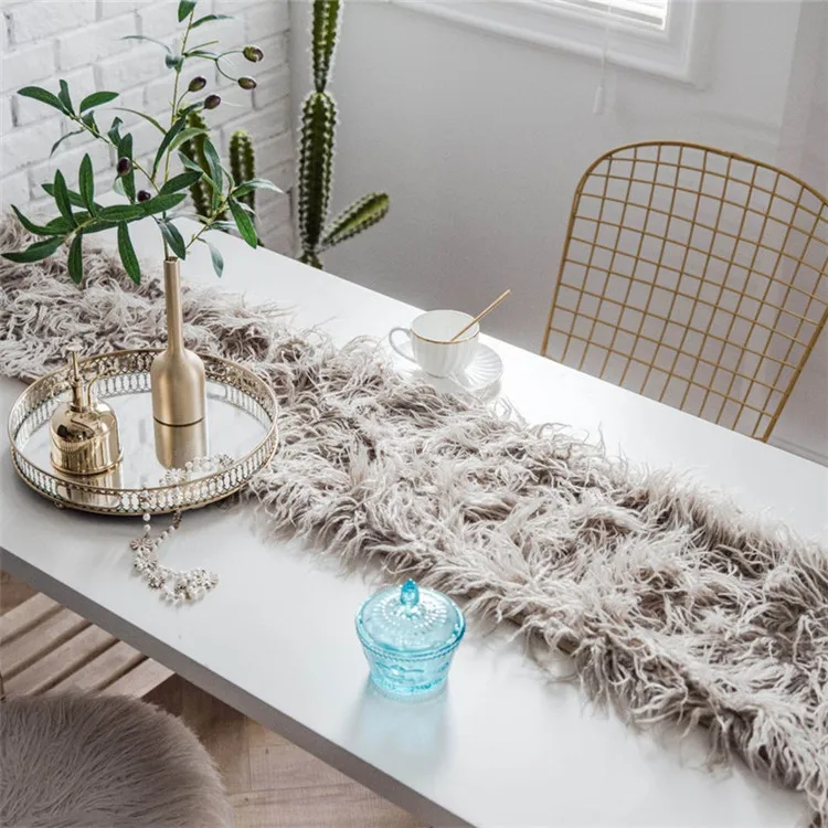 Длинный меховой стол бегун Decoracion Mesa Hogar хлопок лен Chemin De table tafeller для вечерние Keukenloper