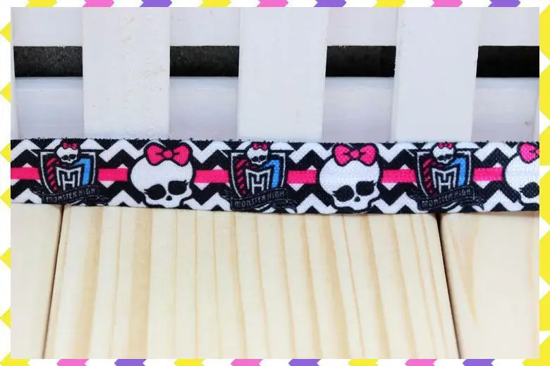 5/8'' Free shipping Fold Elastic FOE monster high printed headband hair band diy decoration wholesale OEM B387 | Дом и сад