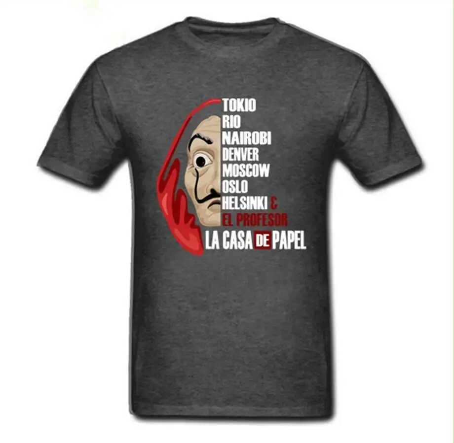 2019 модная футболка на заказ для грабителей ТВ сериала Bella Hello Мужская с коротким