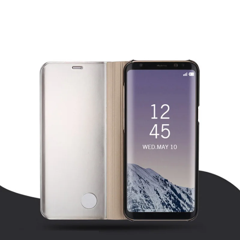 Чехол-книжка с подставкой для телефона Samsung S8 прозрачные зеркальные Чехлы Note5 8 S6 S7