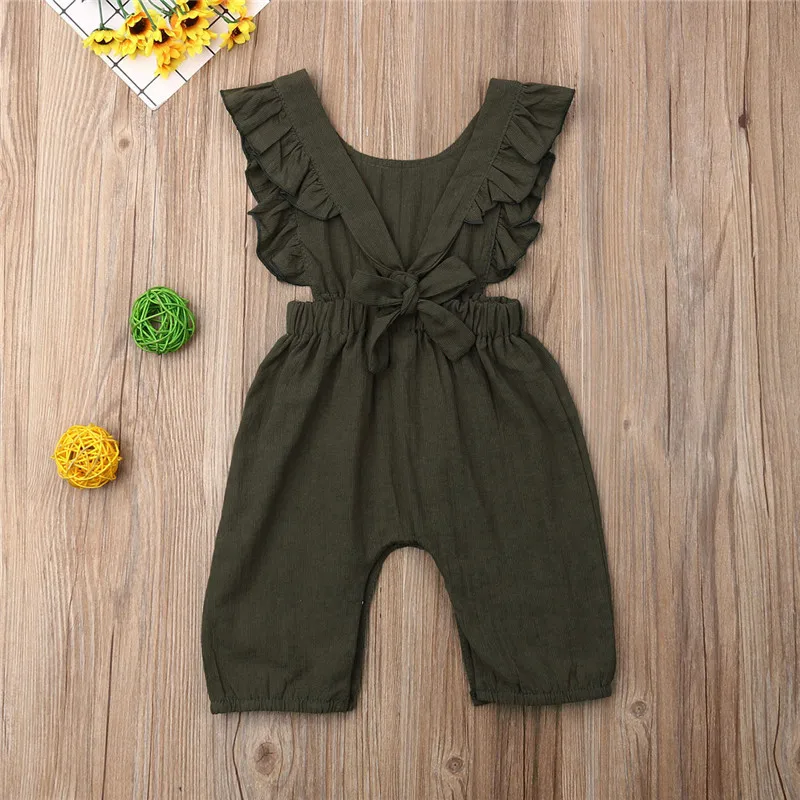 Детская одежда для маленьких девочек Летний комбинезон с рюшами и