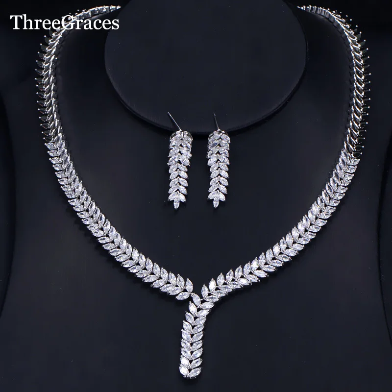 ThreeGraces элегантный свадебный комплект ювелирных изделий роскошный фианит форма