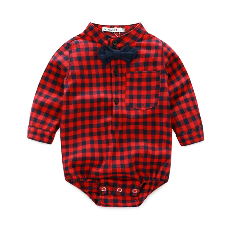 gentleman baby boys clothes fashion clothing set shirt rompers with tie+jeans | Тематическая одежда и униформа