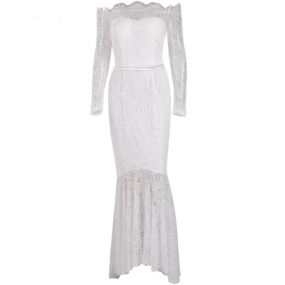2018 new style fashion dress sexy women slash neck lace off the shoulder vintage celebrity body con party dresses wholesale | Женская