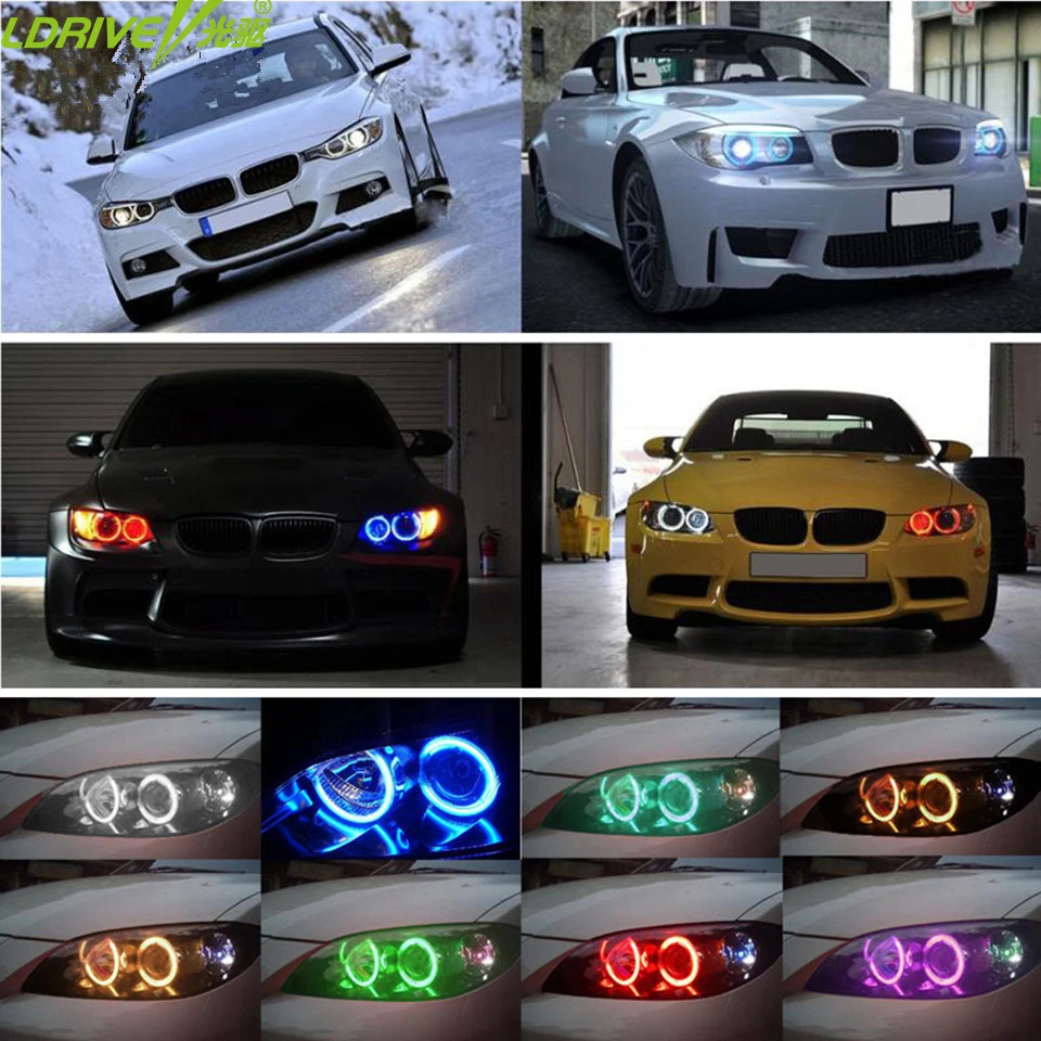 

4PC Super Bright LED Angel Eyes Halo light Headlights 42 RGB 5050 SMD Angel Eyes Wireless Remote Kit For BMW E36 E38 E39 E43 E46