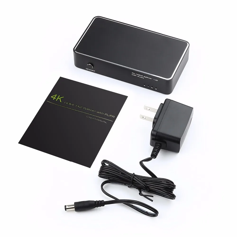 Разветвитель 1X2 4K HDMI с аудио экстрактором + оптический и R/L аудиовыход Φ 1 в 2