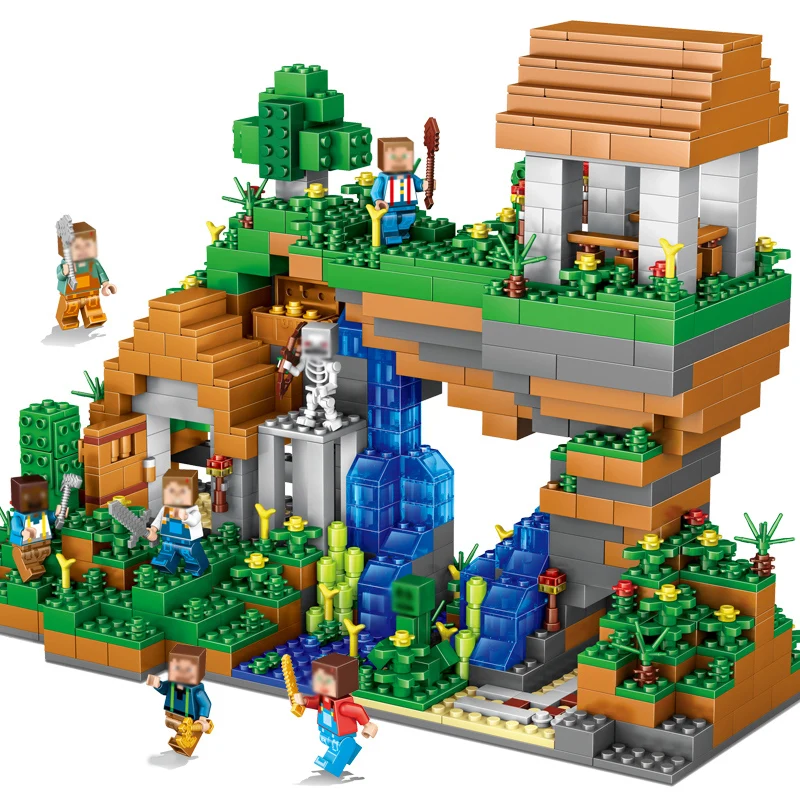 957 шт. мой мир скрытые водопады совместимые майнкрафт строительные блоки кирпичи