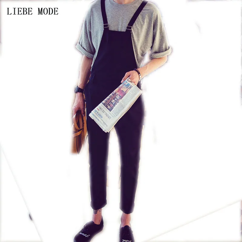 Мужские прямые комбинезоны черные модные повседневные Комбинезоны брюки на