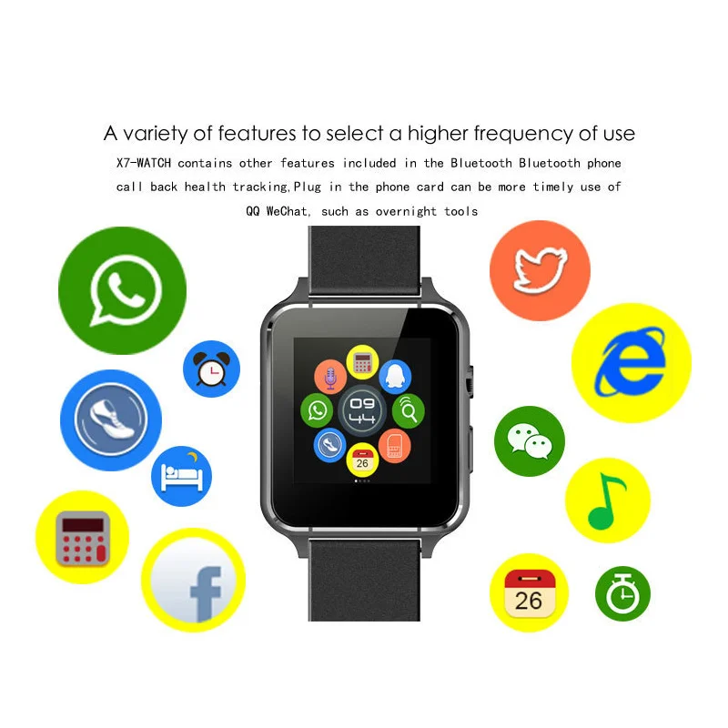 X7 смарт-часы Фитнес часы mp3 Камера SIM Смарт-часы Android Беспроводные устройства для