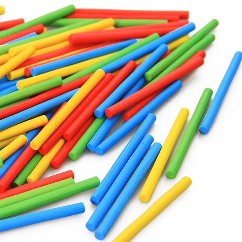 Деревянные счётные палочки пяти цветов в случайном порядке игрушечные блоки, набор примерно из 100 штук, корни интересов Монтессори, подарки для детей.