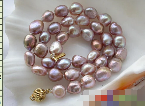 free shipping 004412 17&quot 8-9mm lavender baroque freshwater pearl necklace | Украшения и аксессуары