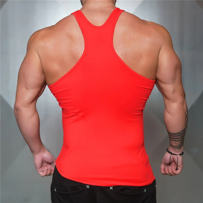 Мужские тренажерные залы эластичность хлопковый топик для бодибилдинга топы майка брендовая одежда спортивная рубашка без рукавов Топ для тренировок