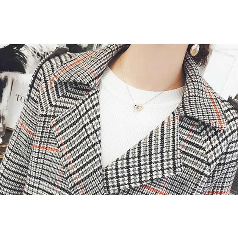 2018 эксклюзивные осенне-зимние женские клетчатые шерстяные пальто модная