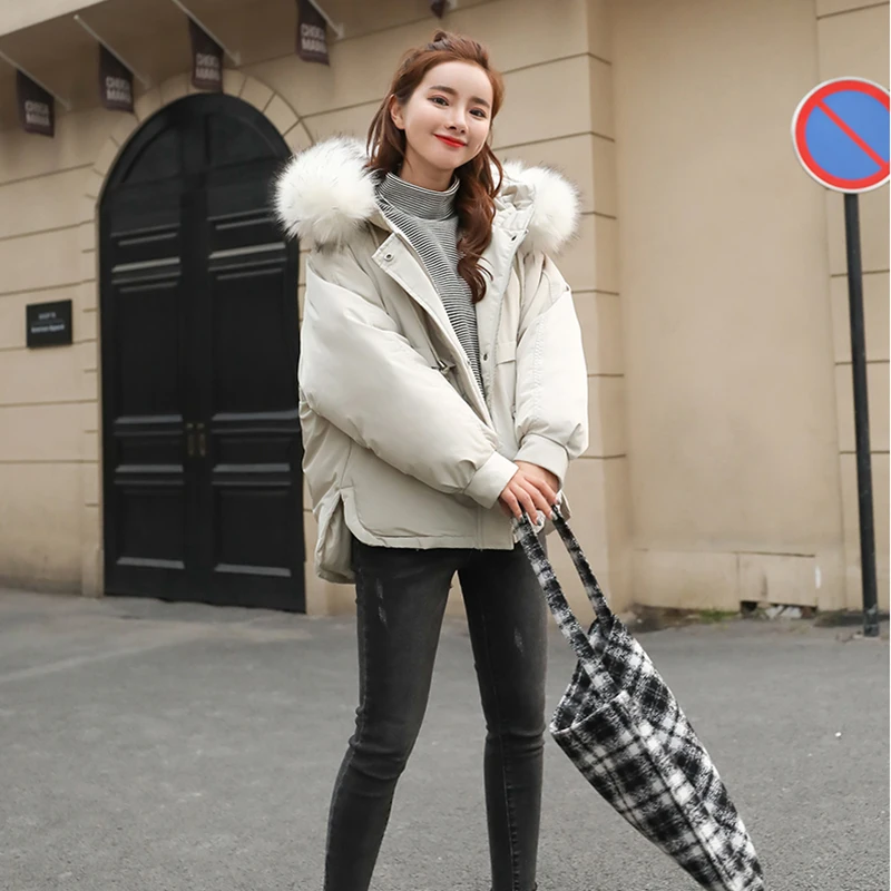 2018 зимняя куртка Для женщин пальто Искусственный енот воротник с капюшоном