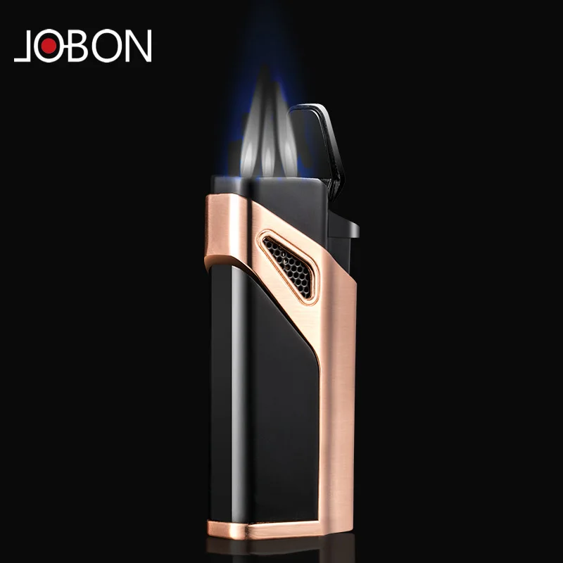 Jobon креативная компактная струйная газовая зажигалка фонарь-Зажигалка Ветрозащитная металлическая зажигалка синий огонь 1300 C аксессуары для сигарет