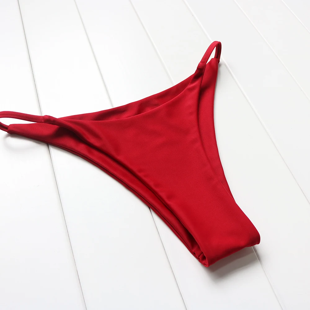 RUUHEE Solid Bikini Set Thong Bathing Suit Padding Swimming Retro bikini Red Swimwear Women Summer Beach Wear Female |