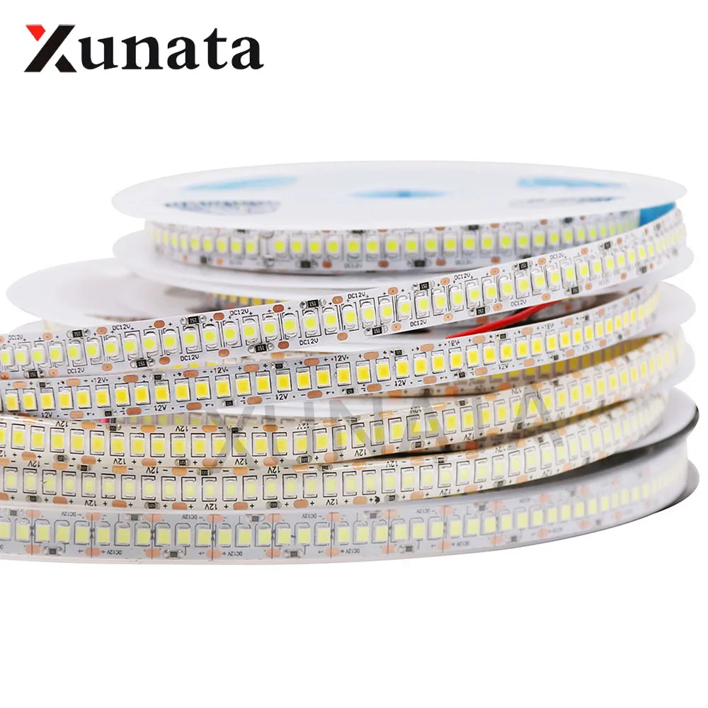 Скачки 10 мм Ширина 5 м однорядные 2835 SMD Светодиодные ленты 12В гибкий 240 светодиодный/м холодный белый, теплый белый, RGB Водонепроницаемый светодиодный светильник