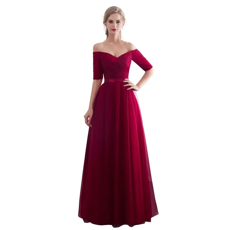 wine red Сексуальное Фиолетовое платье подружки невесты ТРАПЕЦИЕВИДНОЕ ПЛАТЬЕ для свадебной вечеринки, выпускного вечера, праздничное длинное платье на шнуровке, вечерние платья - Цвет: wine red