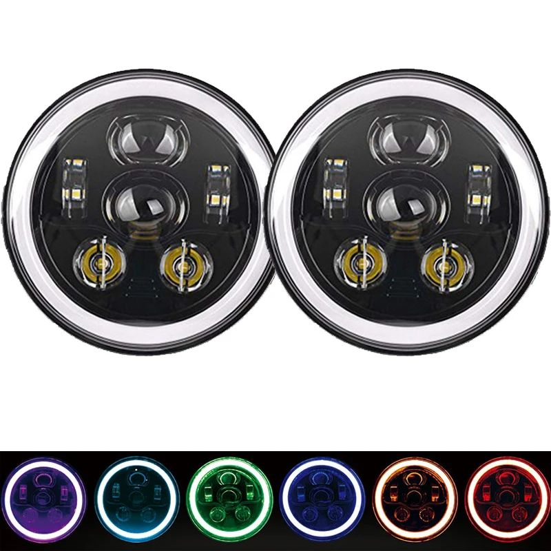 7-дюймовый светодиодный RGB проектор с ангельскими глазами для мотоцикла Jeep Wrangler JK