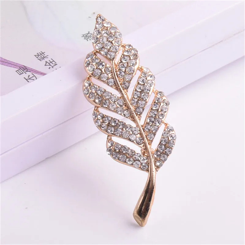 Женская Винтажная брошь в виде листьев с кристаллами| |
