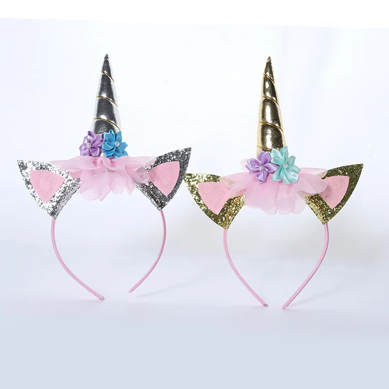 

New Girls Cute Unicorn Flower Cat Ears Headbands Children Headwear Photo Props Party Hair Hoop Hairbands Kids Hair Accessories