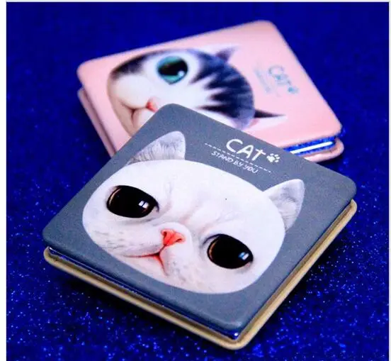 6 шт./лот мини карманное зеркало для макияжа с милым котом компактные