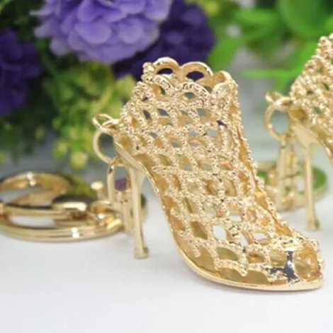 Креативные ажурные металлические брелки на высоком каблуке модные для ключей