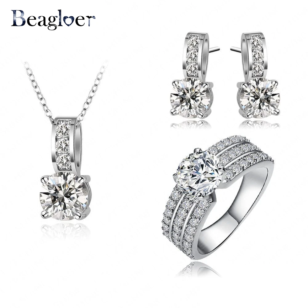 Beagloer Новое поступление Ювелирный Комплект из розового золота Цвет кубический