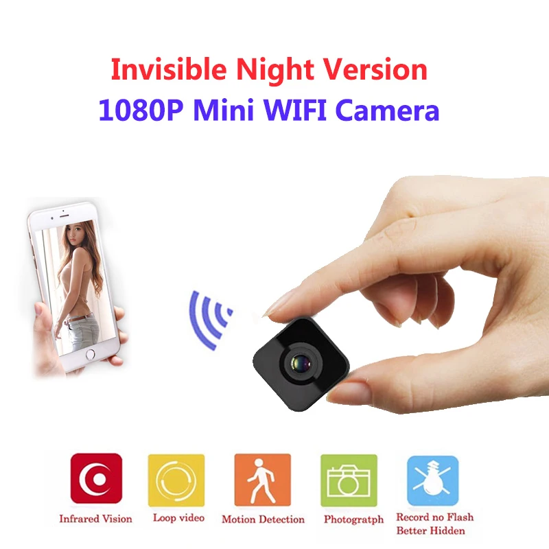 Невидимая ночная версия Wifi IP мини камера беспроводная 1080P для записи видео