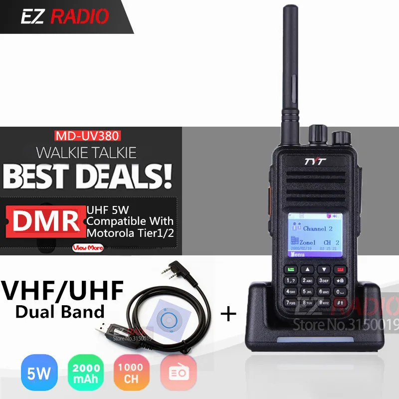 Обновленная рация TYT с GPS DMR радио диапазоном 1/2 UHF VHF два диапазона 5 Вт цифровая md380