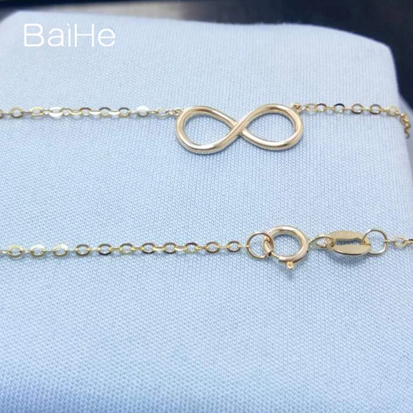 BAIHE Твердые 18 К желтого золота(AU750) сертифицированные помолвки и свадебные женские модные ювелирные изделия подарок милые элегантные модные ожерелья