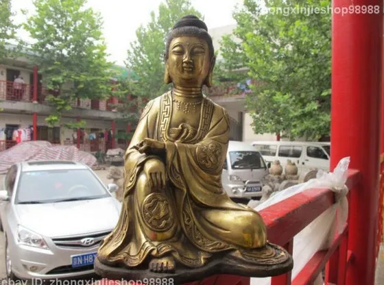 YM 311 10 &quotтибетский буддизм Бронзовый Gild Eight Treasure Kwan-yin статуя Бодхисаттвы | Дом и