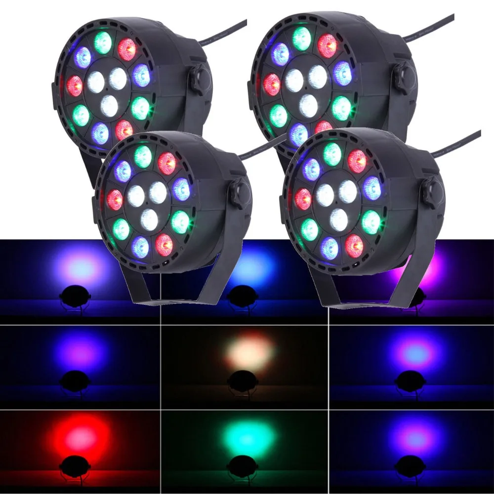 (Доставка из ЕС) 4 шт. 12 Вт светодиодный сценический стробоскоп Par Диммер RGBW DMX512