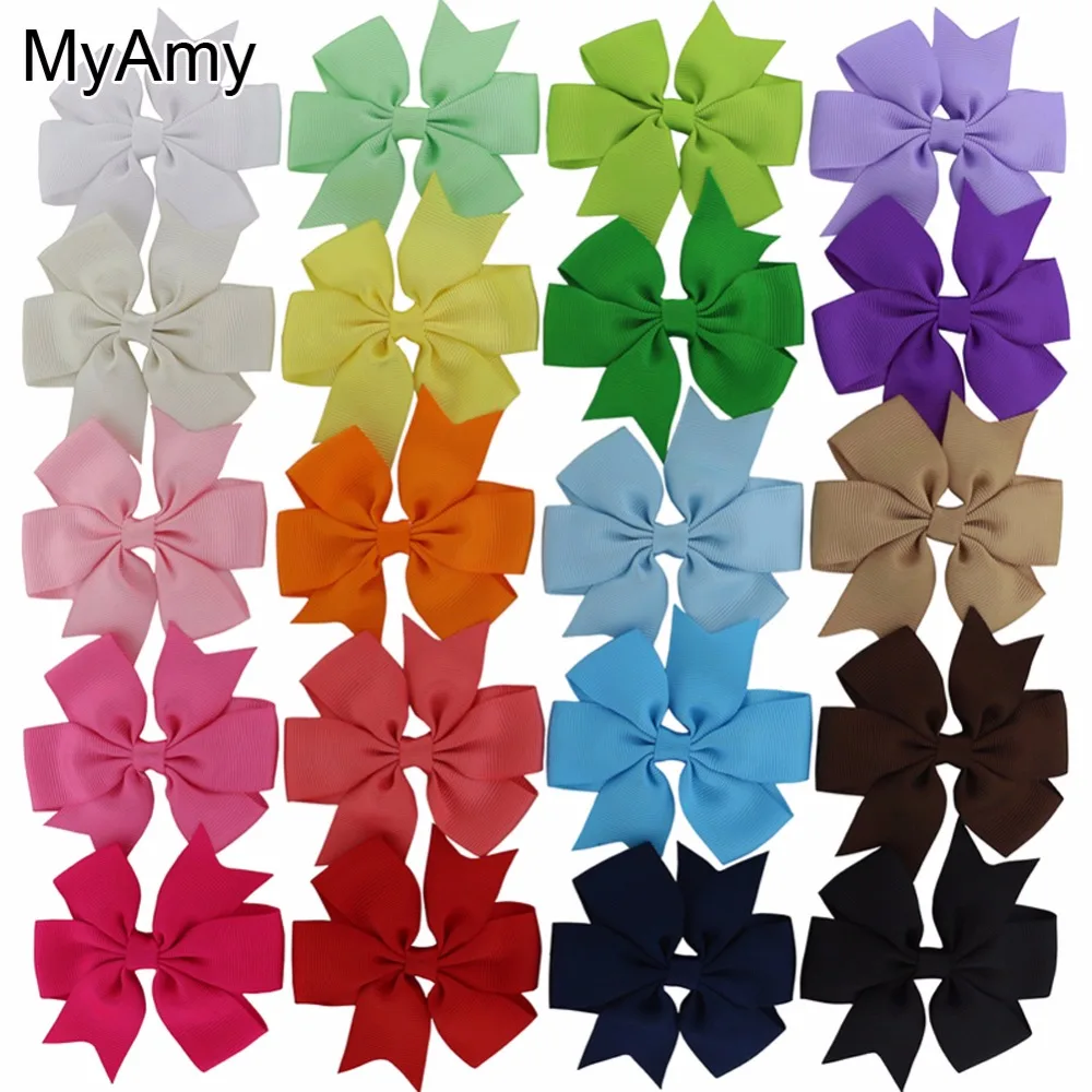 MyAmy 40pcs/lot 3'' Baby Girl Grosgrain Ribbon Boutique Hair bows WITH Alligator Clips hair Bows For girls kids hairbow | Детская