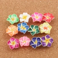 17pcs clay lily flower beads colorful polymer plumeria l3104 20mm fashion jewelry findings components