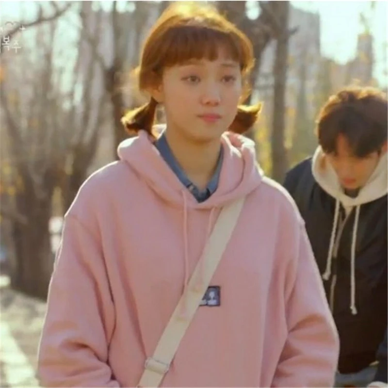 

Mainlead Korean Weightlifting Fairy SUNG KYUNG Cap Hoodie Women Pink Sweatershirt