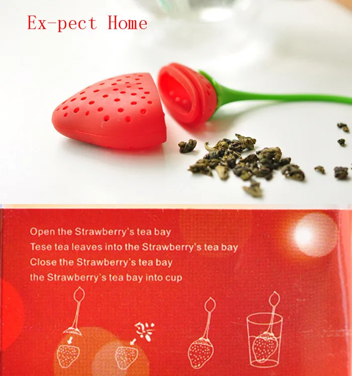 100 шт./лот силиконовый клубничный дизайн свободный чайный лист ситечко