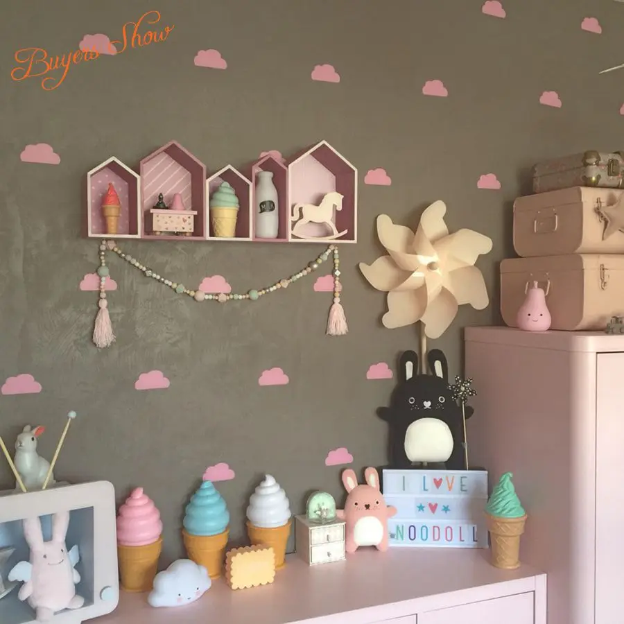 Наклейки на стены в виде облака декор для детской комнаты съемные золотые белые