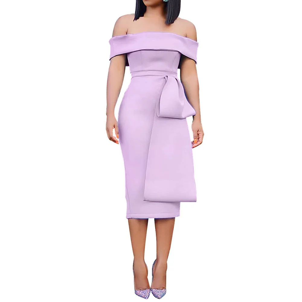 Элегантное облегающее платье с открытыми плечами Вечернее Голубое летнее