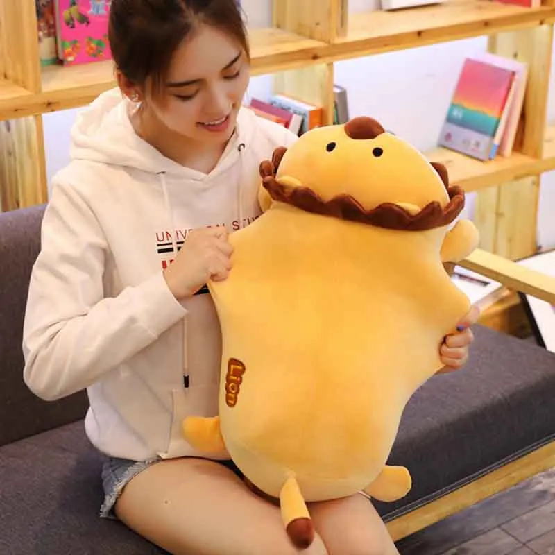 1pc 42/60cm Sunflower Lion Filled lion pillows Cute plush toys grassland brinquedos Cylindrical cushions Kid's Xmas Present | Игрушки и