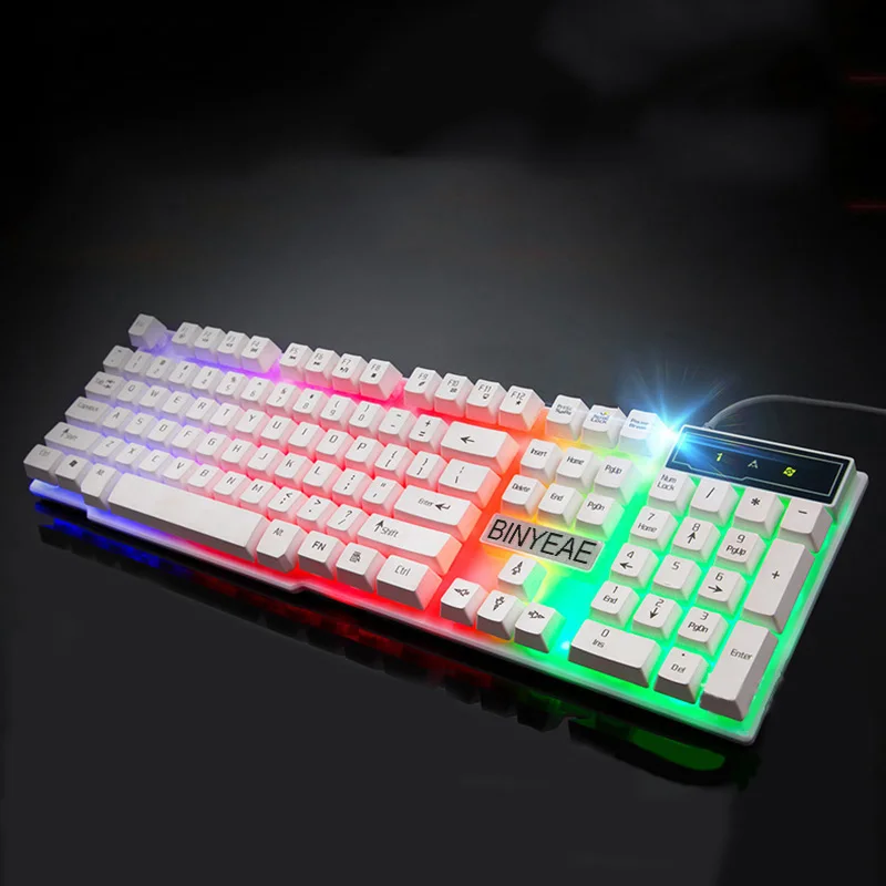 Горячая Распродажа английская игровая клавиатура с подсветкой Проводная Teclado Gamer плавающая светодиодная подсветка USB аналогичная Механическая на ощупь - Цвет: White
