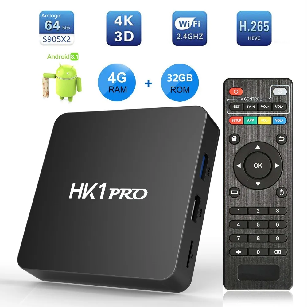 HK1 PRO tv BOX Android 8 1 Amlogic S905X2 четырехъядерный HDMI 2 приставка Поддержка Bluetooth HK1pro