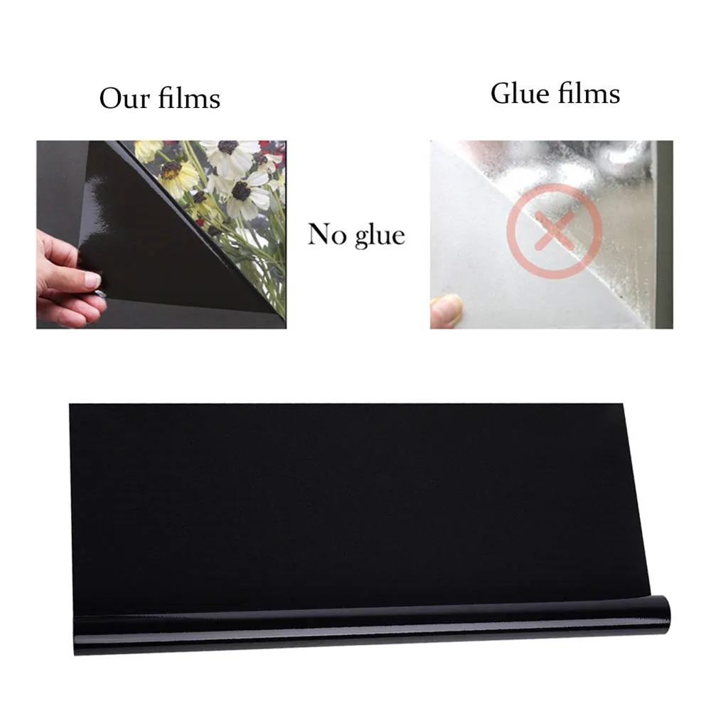 Static Total Blackout Window Film Privacy Room Darkening Window Tint Black Window Cover Removable Light Blocking Sticker