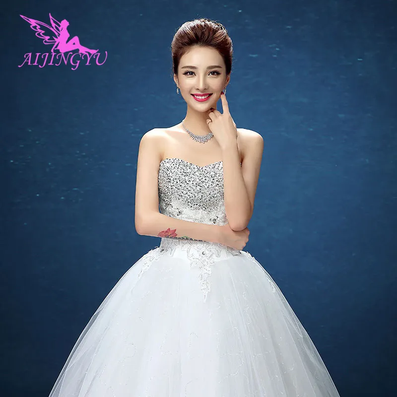 

AIJINGYU 2021 white Customized new hot selling cheap ball gown lace up back formal bride dresses wedding dress WK662